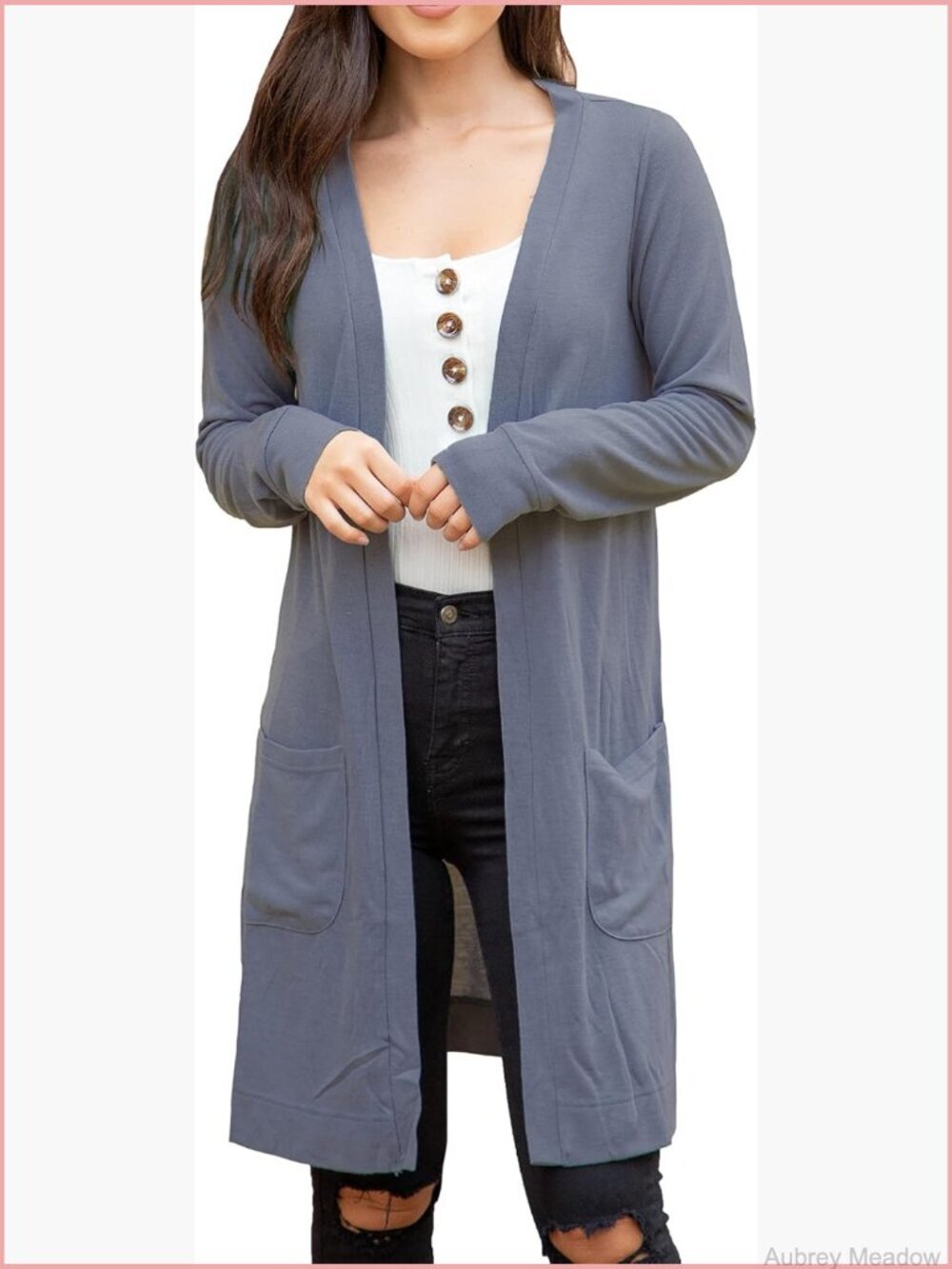 Women's Soft Long Sleeve Pocket Cardigan, Cozy Open Front
